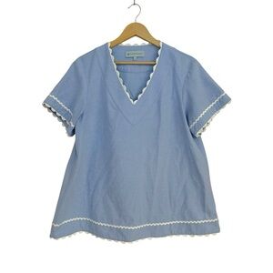 Tuckernuck Blue Blouse with White Trim